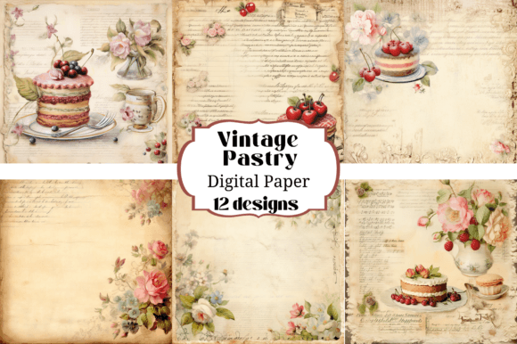 12 Vintage Pastry Valentine Backgrounds for Creative Projects