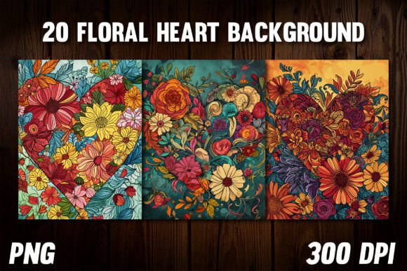 Blooming Love: Floral Heart Backgrounds for Covers 3