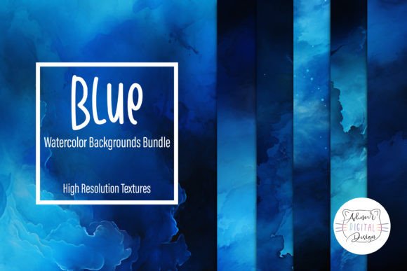Blue Watercolor Backgrounds Bundle: 6 Essential Textures