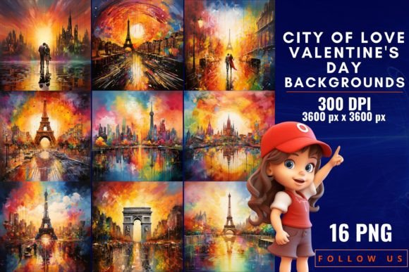 City of Love Valentine's Day Backgrounds: Urban Romance for Your Designs