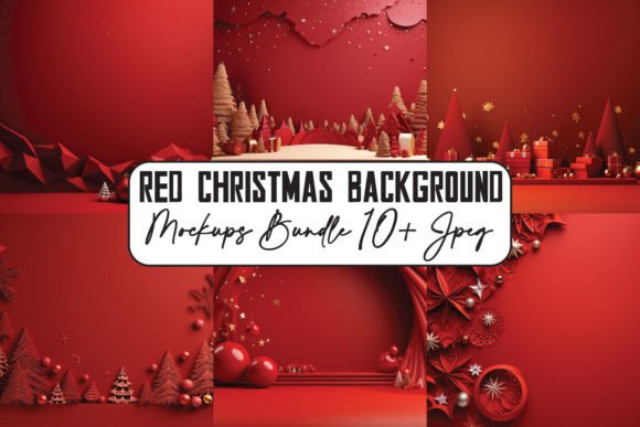Elevate Your Holiday Branding with Red Christmas Backgrounds Mockups