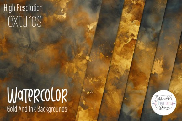 Elevate Your Visuals with Watercolor Gold and Ink Backgrounds