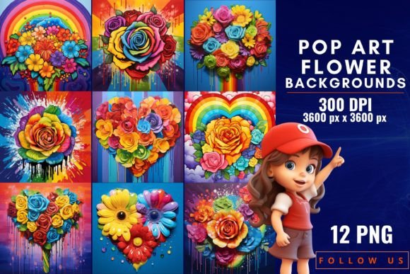 Pop Art Flower Backgrounds: Bold Florals for Modern Design