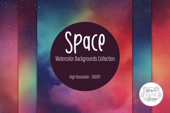 Space Watercolor Backgrounds Collection