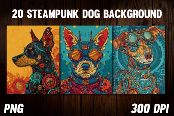 Steampunk Dog Backgrounds for Covers: Mechanical Charm